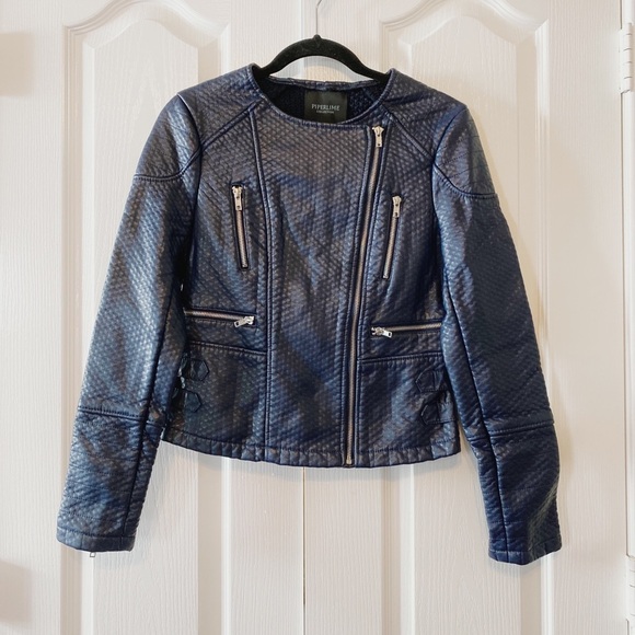 Piperlime Collection Woman’s Faux Leather Jacket Navy Color Size XS - Picture 1 of 13